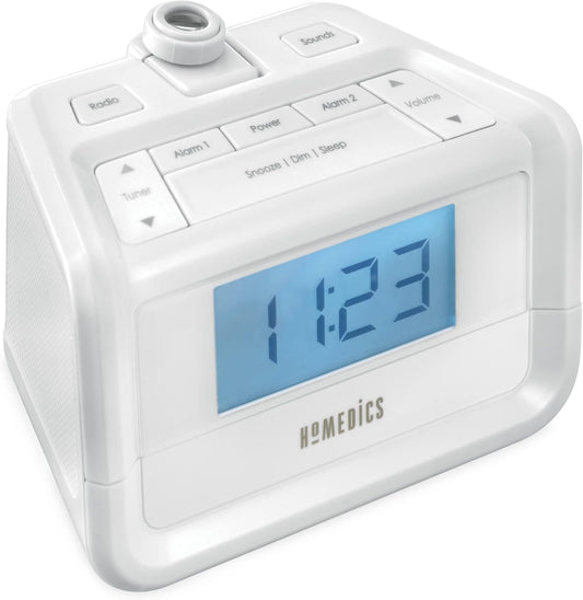 Homedics Dual Alarm Digital FM Clock Radio Time Projection