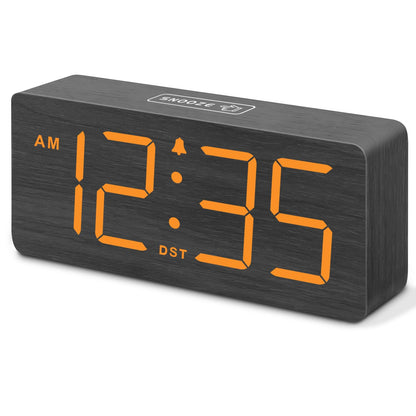 DreamSky Wooden Digital Alarm Clock for Bedroom with Large Numbers