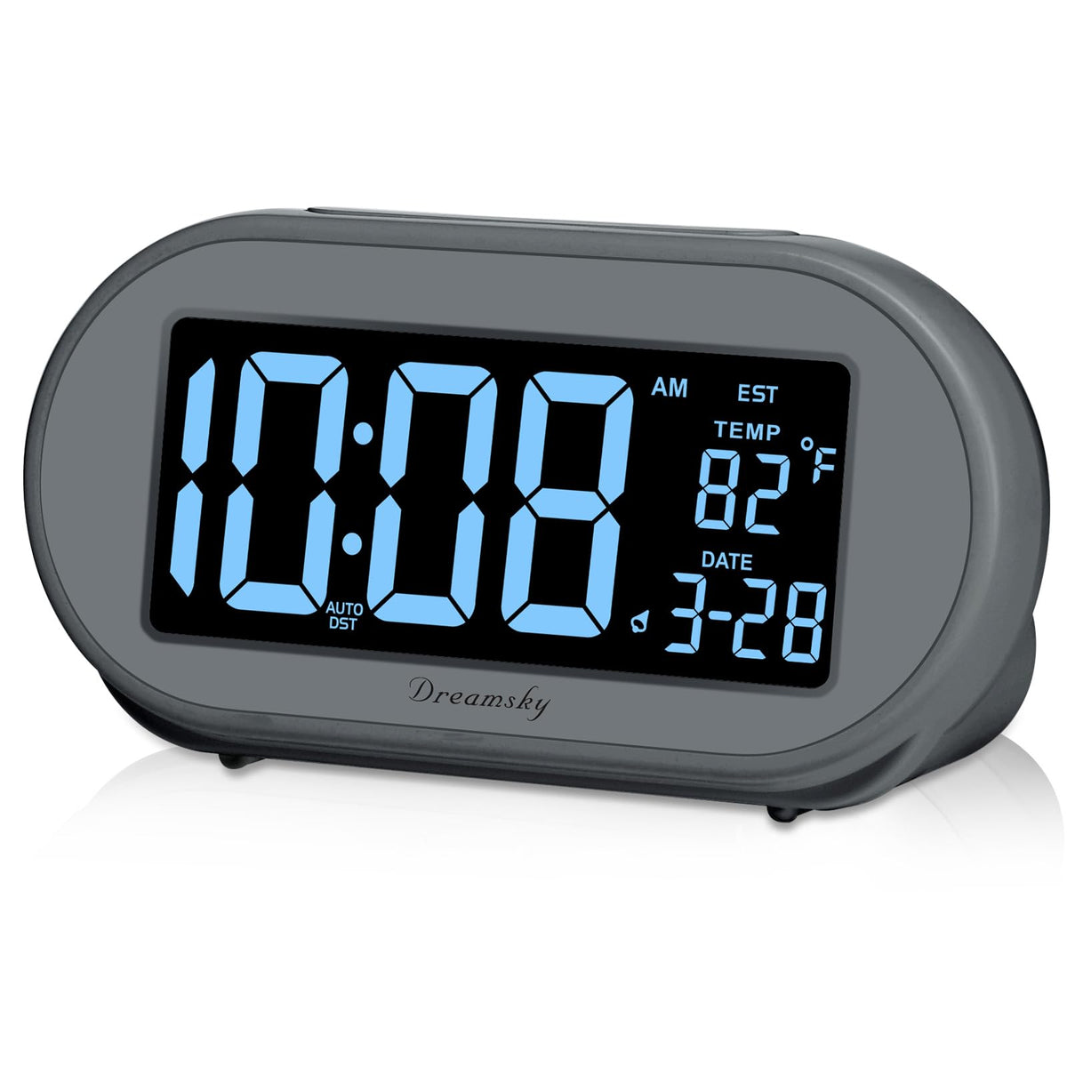 DreamSky Alarm Clocks for Bedrooms, Auto Set Digital Clock with Date & Temp