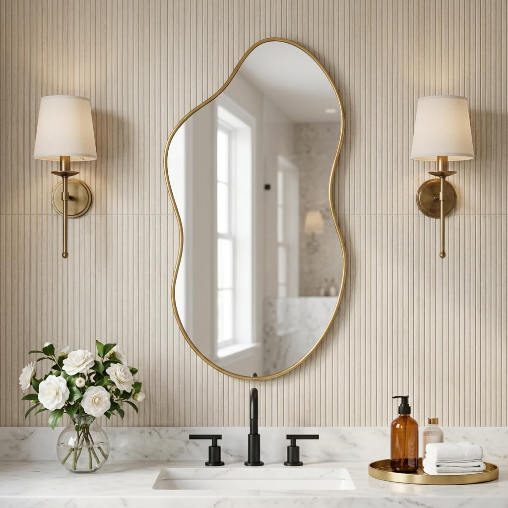 24"x40" Wall Mirror Irregular Mirror for Bathroom Bedroom Entryway