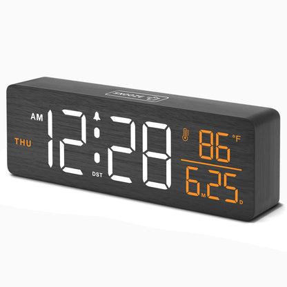 DreamSky Wooden Digital Alarm Clock with Date & Day of Week for Bedroom