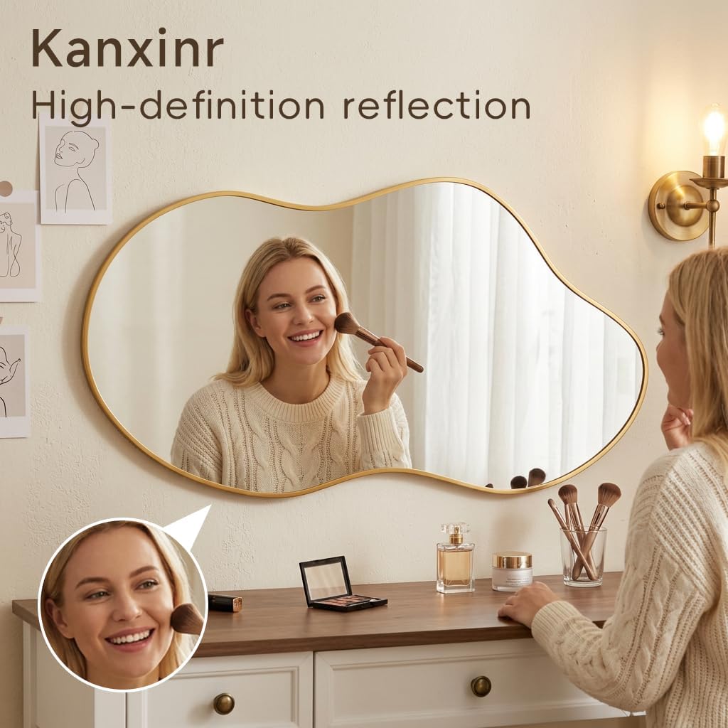 24"x40" Wall Mirror Irregular Mirror for Bathroom Bedroom Entryway