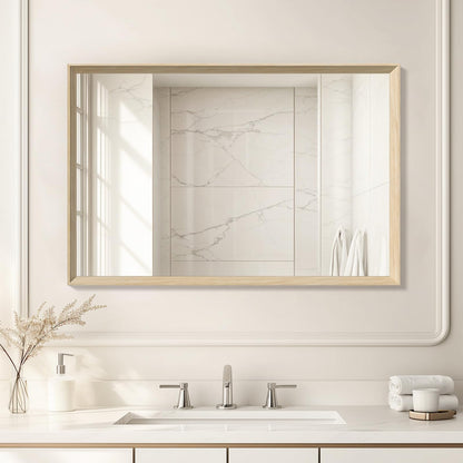 Oak Wood Effect Framed Wall Mirror, 22x30 Rectangle Mirror