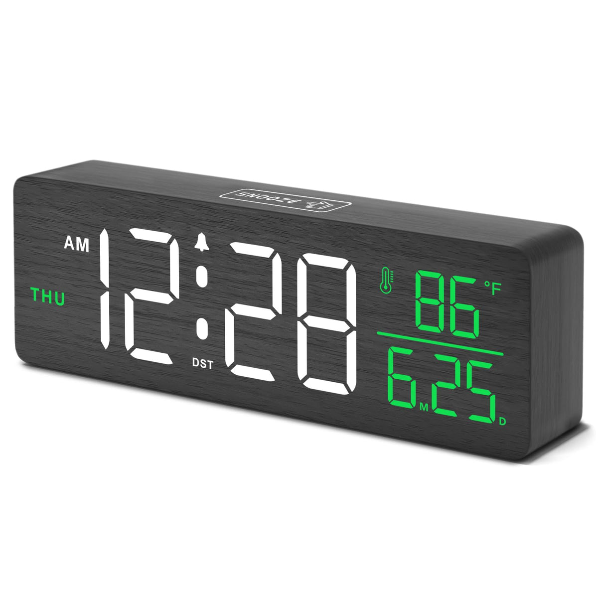 DreamSky Wooden Digital Alarm Clock with Date & Day of Week for Bedroom