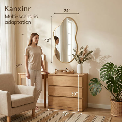 24"x40" Wall Mirror Irregular Mirror for Bathroom Bedroom Entryway