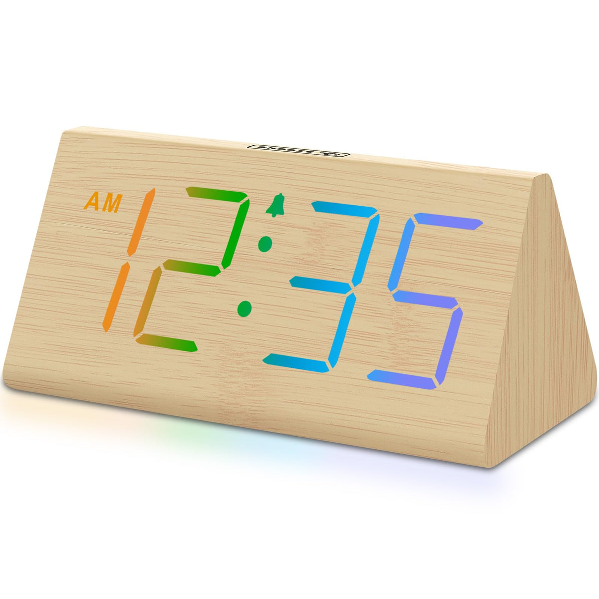 DreamSky Wooden Digital Alarm Clock for Bedroom Living Room, Large Numbers