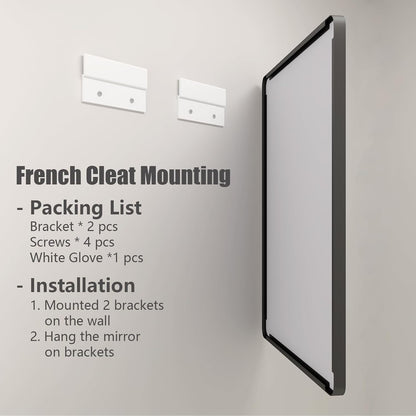 24x30 Inch Black Metal Framed Bathroom Mirror for Wall