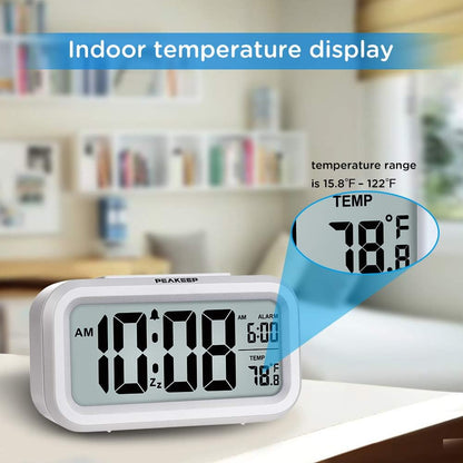 Peakeep Night Light Digital Alarm Clock Battery Operated Indoor Temperature