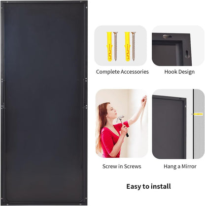 Koonmi 71"x30" Floor Mirror Full Length, Large Black Mirror