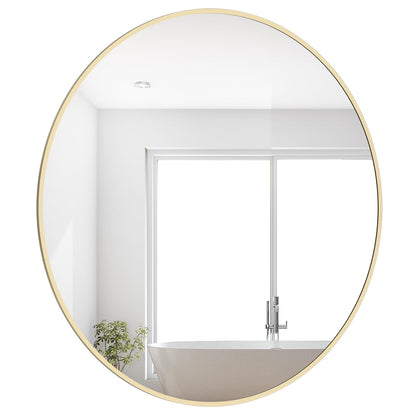 WallBeyond Round Wood Mirror 24 inch Circle Wall Mirror for Bathroom Round Wall Mirror for Wall Decor, Vanity, Entryway Living Room (Natural)