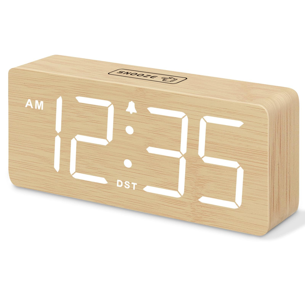 DreamSky Wooden Digital Alarm Clock for Bedroom with Large Numbers