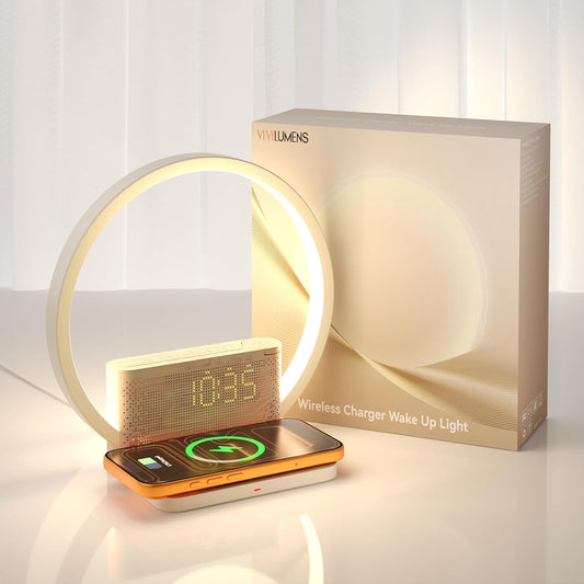 Vivilumens Sunrise Alarm Clock Wireless Charger, White Noise Sound Machine