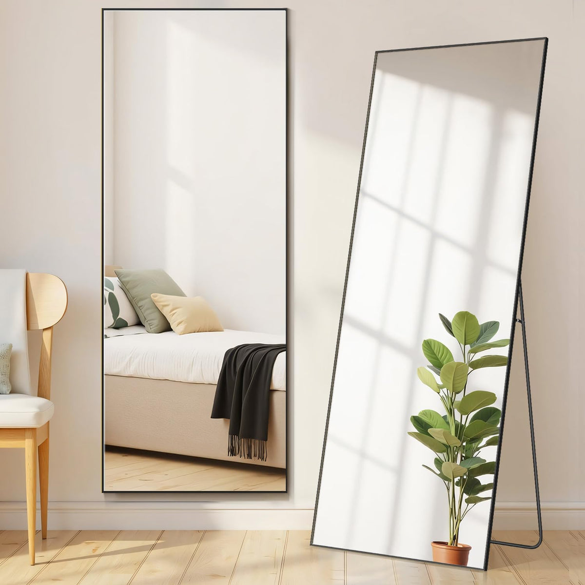LED Rectangular Full Length Mirror, 64"L x 21"W Body Standing Mirror