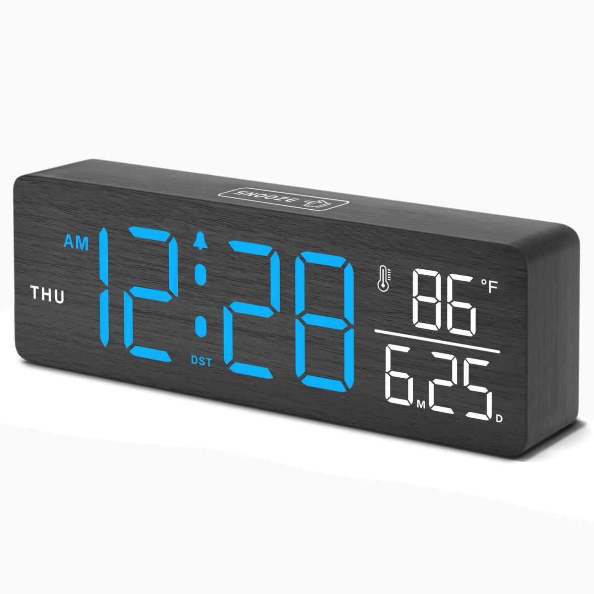 DreamSky Wooden Digital Alarm Clock for Bedroom with Large Numbers