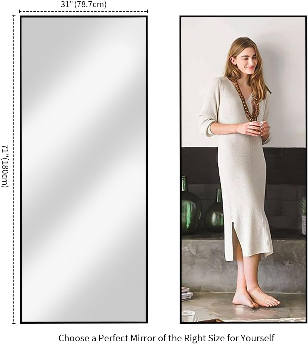 Koonmi 71"x30" Floor Mirror Full Length, Large Black Mirror
