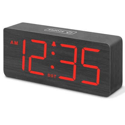 DreamSky Wooden Digital Alarm Clock for Bedroom with Large Numbers