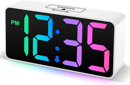 DreamSky Small Digital Alarm Clock for Bedroom, RGB Desk Clock for Kid Girl