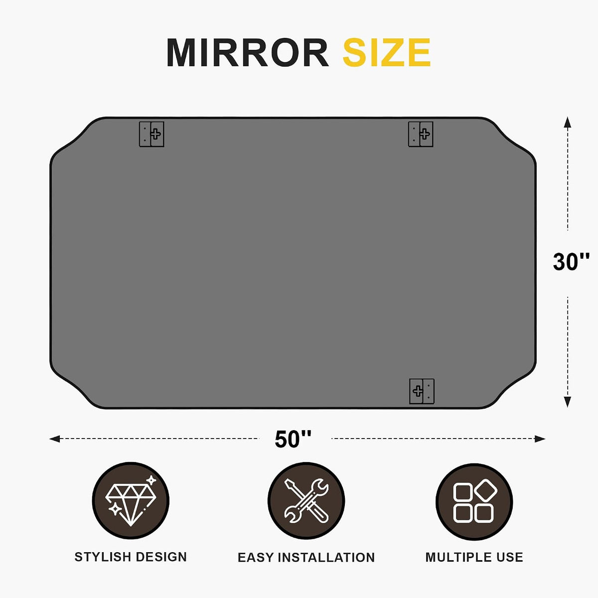 Vanity Bathroom Mirror for Over Sink, 50"x30", Black Metal Framed