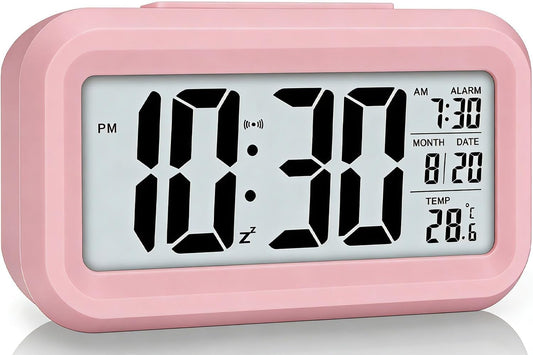Lesipee Digital Alarm Clock for Bedroom, Desk Clock Battery Operated, Digital Clock with Extra Loud Alarm, Temperature, Auto-Dim and 12/24H Display Snooze Function for Heavy Sleepers Gifts for Kids