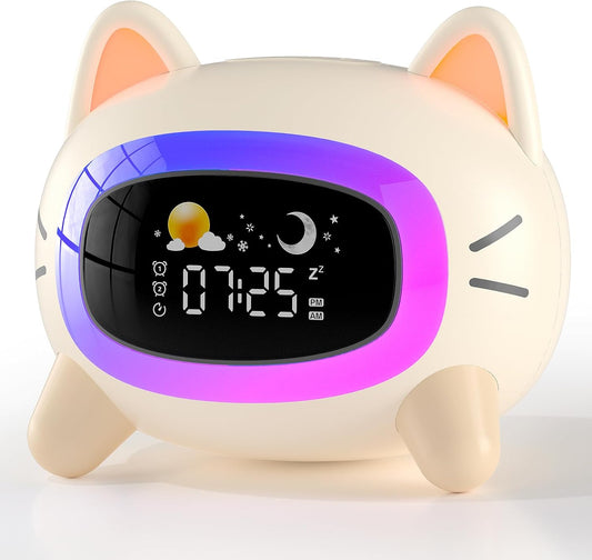 ANALOI Kids Alarm Clock Ok to Wake, Cat Alarm Clock for Kids Sleep Training