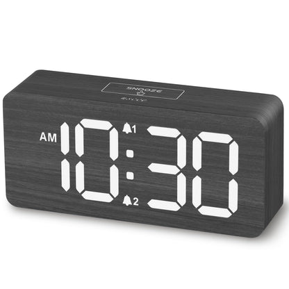 uscce Wooden Digital Alarm Clocks for Bedrooms with 0-100% Dimmable Display