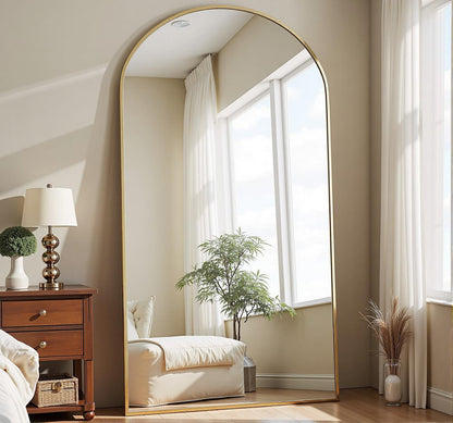 Dewfig Arched Full Length Mirror, 76"x34" Large Floor Mirror, Black