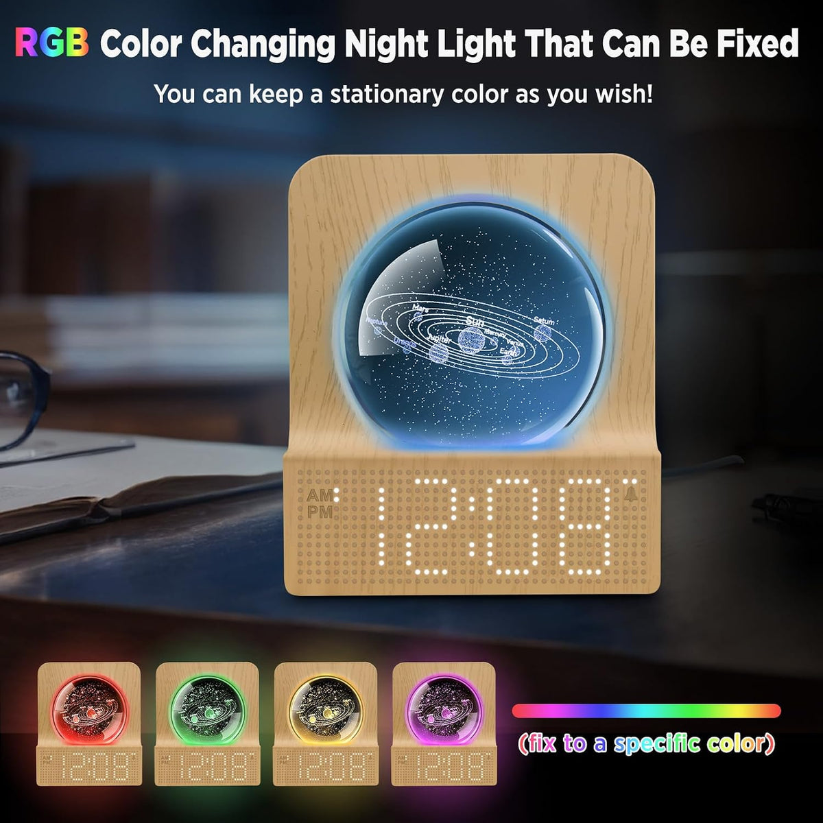 DreamSky Space Alarm Clock for Kids Teens with RGB Night Light for Bedroom