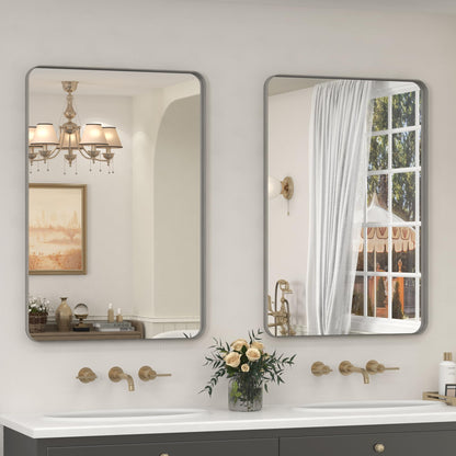 24x30 Inch Black Metal Framed Bathroom Mirror for Wall