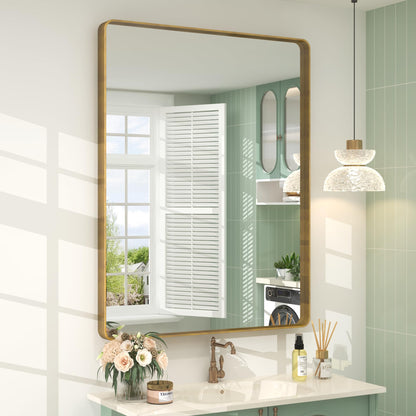 24x30 Inch Black Metal Framed Bathroom Mirror for Wall