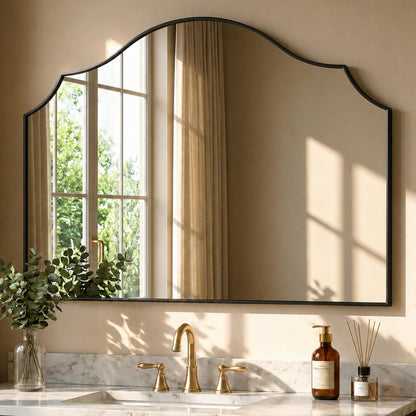 26"x35" Gold Arched Wall Mirror, Decorative Mirror