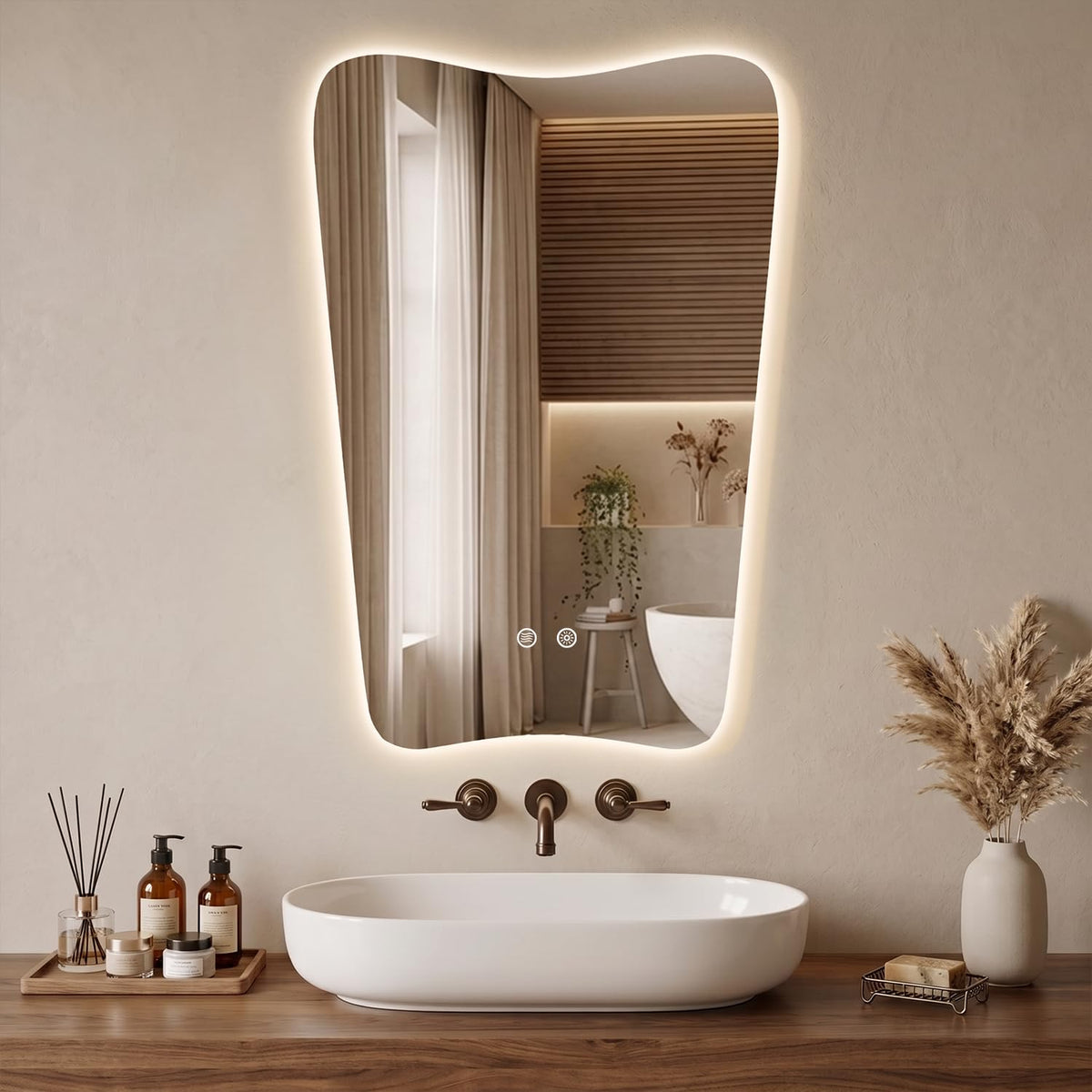 24"x40" Wall Mirror Irregular Mirror for Bathroom Bedroom Entryway