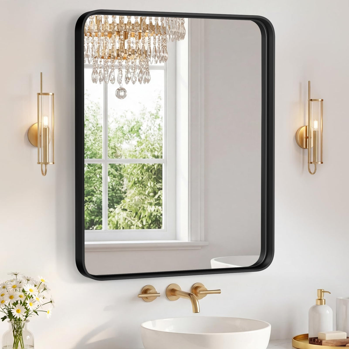 Sweetcrispy Bathroom Mirror 36x24 Inch, Vanity Mirror for Wall