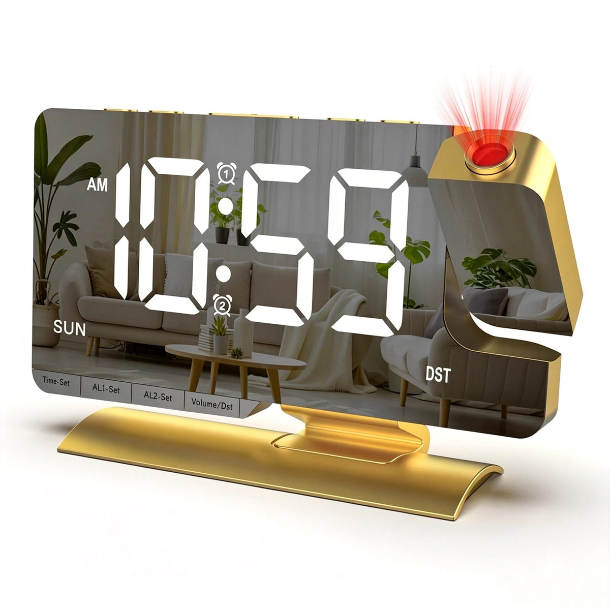 Projection Clock for Bedroom Ceiling, Black LED Mirror Digital Alarm Clock