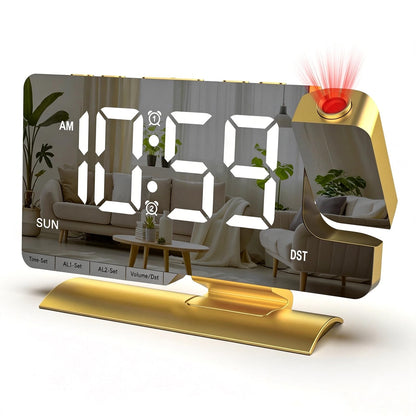 Projection Clock for Bedroom Ceiling, Black LED Mirror Digital Alarm Clock