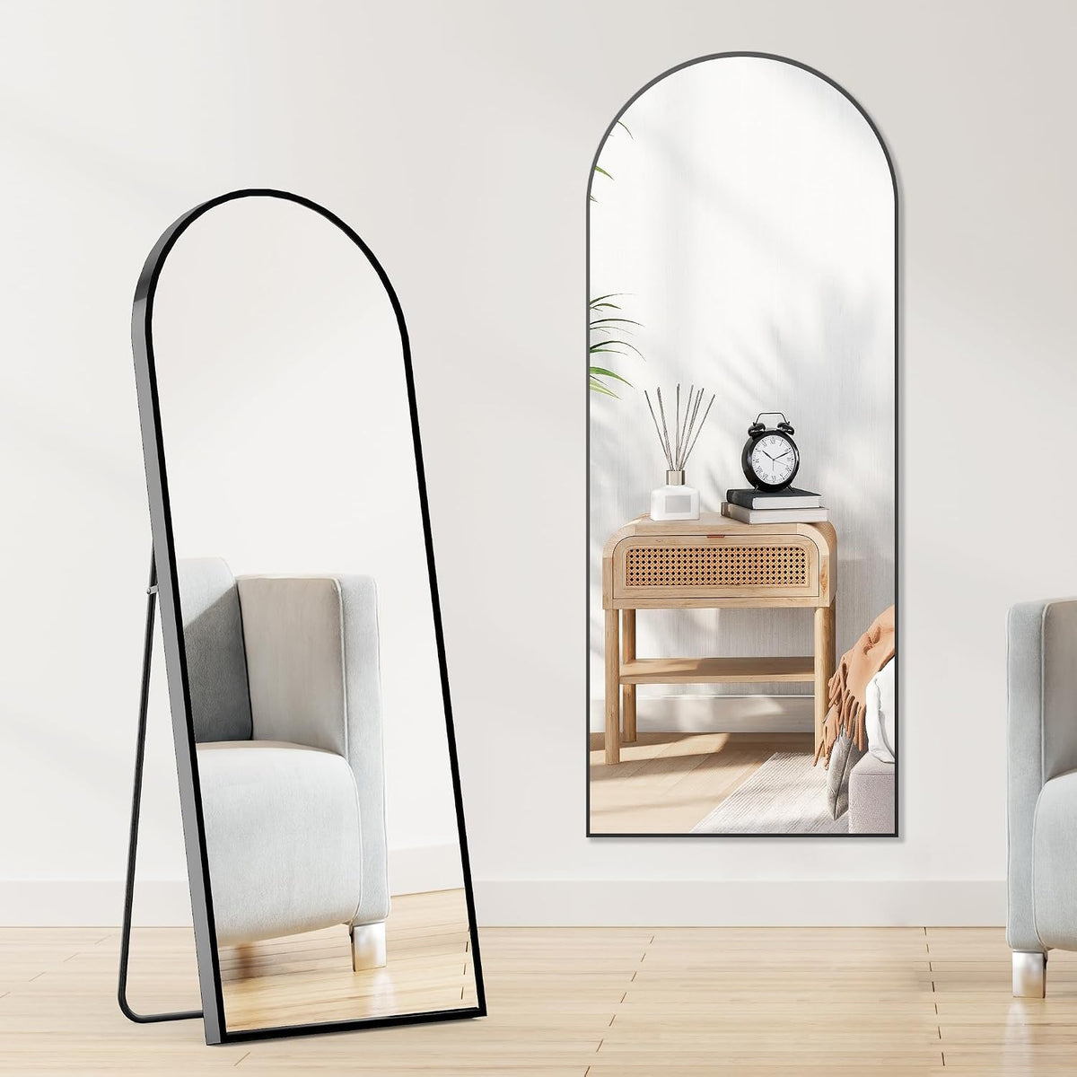 OLIXIS 64"x21.5" Arched Full Length Mirror with Stand, Body Mirror
