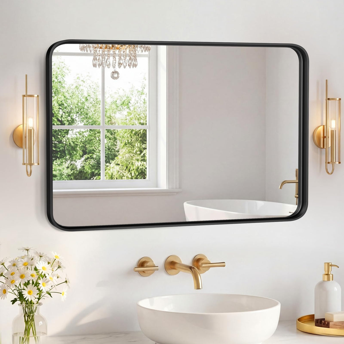 Sweetcrispy Bathroom Mirror 36x24 Inch, Vanity Mirror for Wall