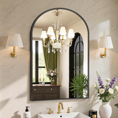 Sweetcrispy 24"x 36" Arched Gold Bathroom Mirrors for Wall