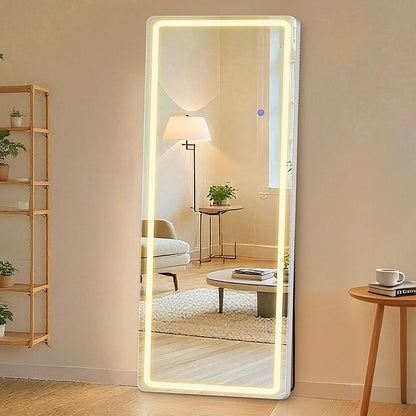 Sweetcrispy LED Full Length Floor Mirror, 65"x21" Lighted Full Body Mirror