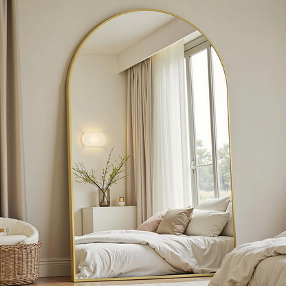 Dewfig Arched Full Length Mirror, 76"x34" Large Floor Mirror, Black