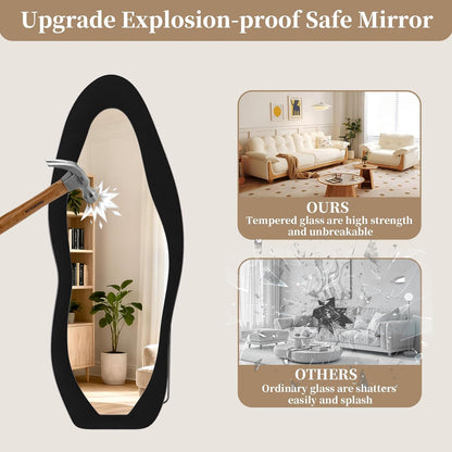Full Length Mirror, 63"x24" Wavy Full Body Mirror Flannel