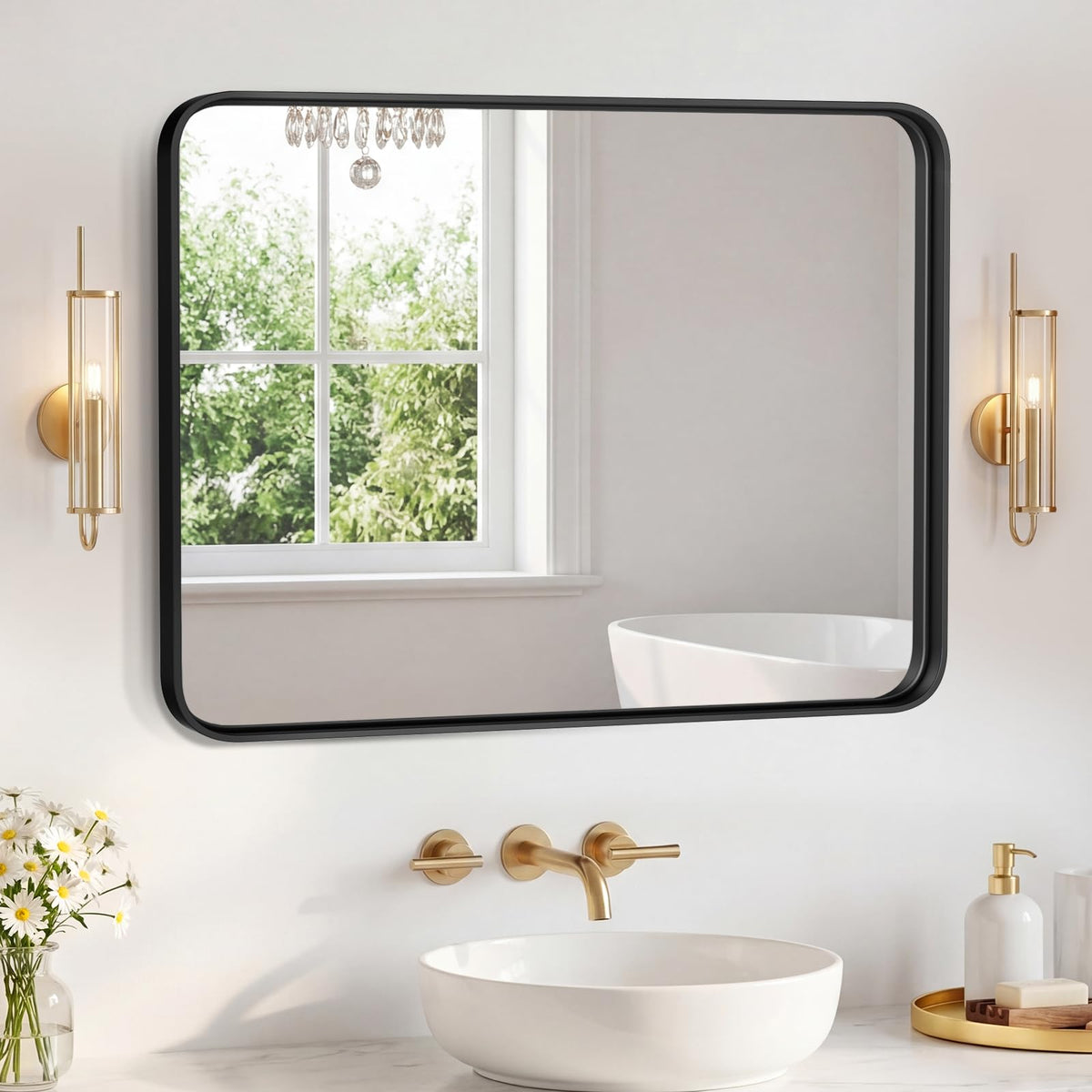 Sweetcrispy Bathroom Mirror 36x24 Inch, Vanity Mirror for Wall