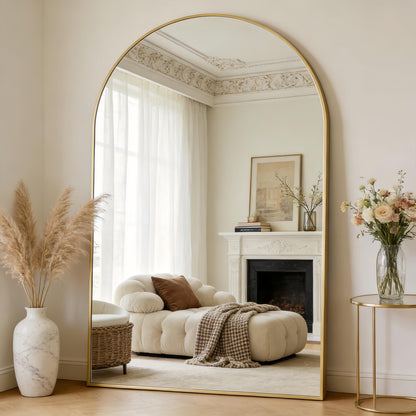 Dewfig Arched Full Length Mirror, 76"x34" Large Floor Mirror, Black