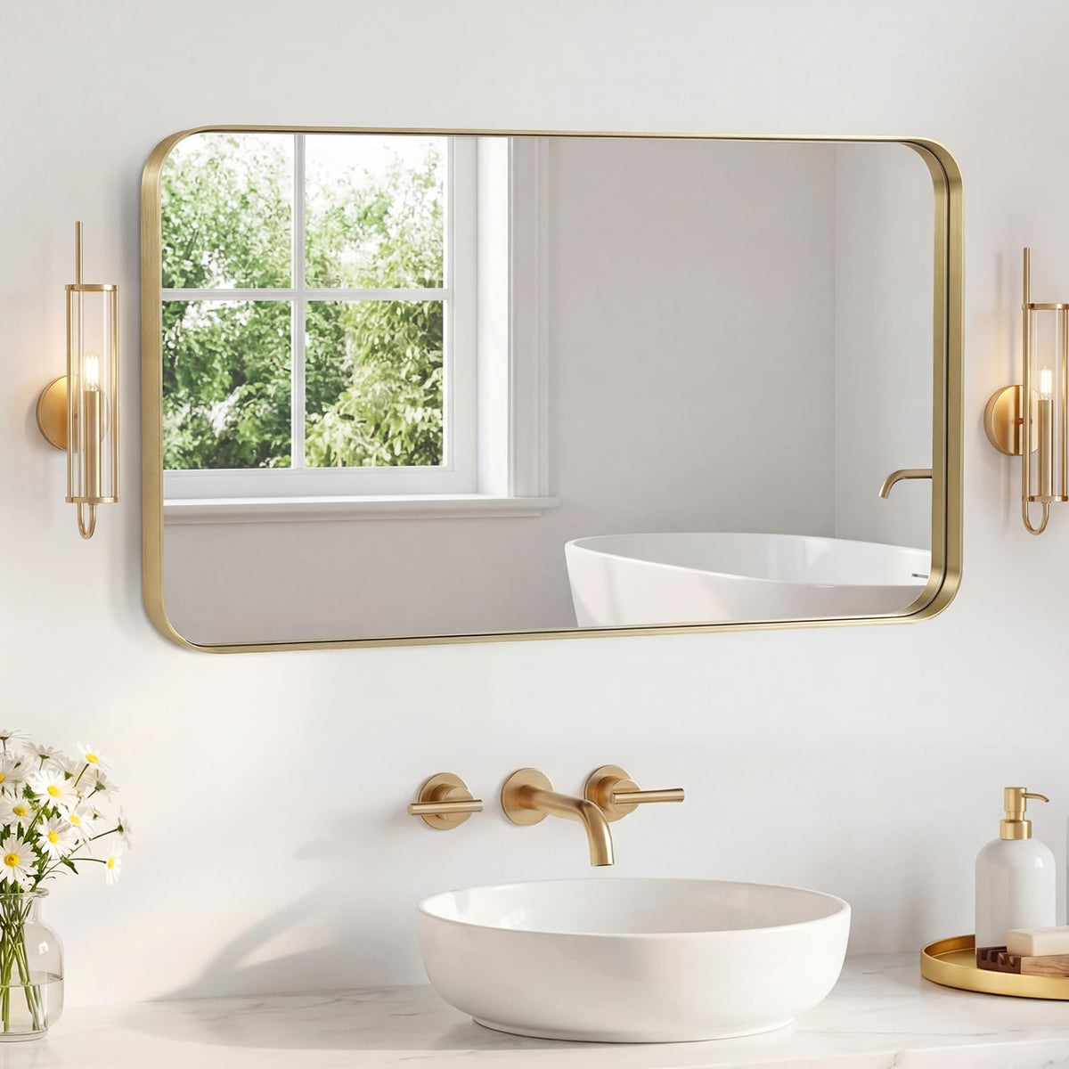 Sweetcrispy Bathroom Mirror 36x24 Inch, Vanity Mirror for Wall