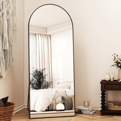 XRAMFY 56"x21" Black Arched Full Length Mirror Floor Mirrors with Stand