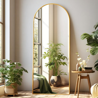 Dewfig Arched Full Length Mirror, 76"x34" Large Floor Mirror, Black