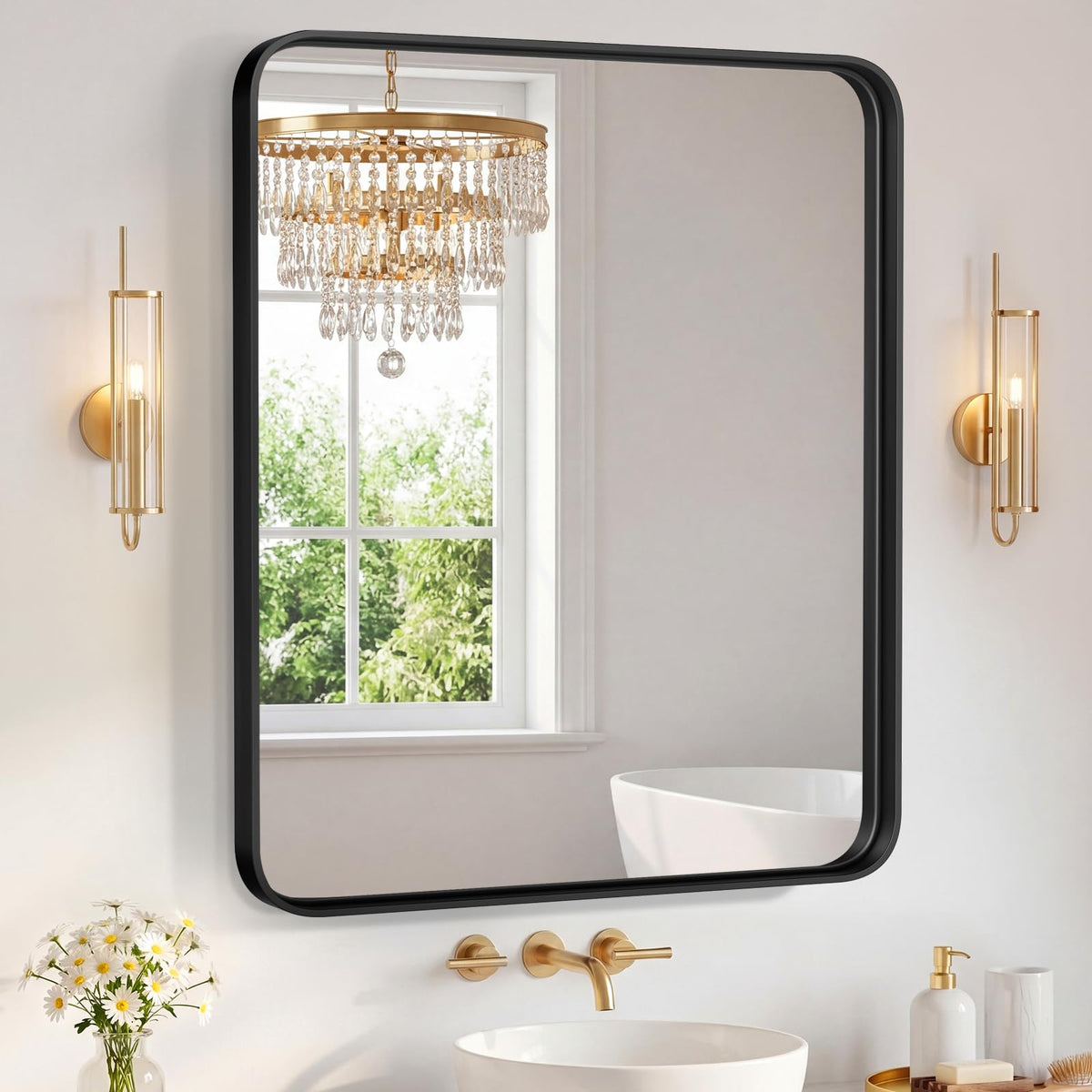 Sweetcrispy Bathroom Mirror 36x24 Inch, Vanity Mirror for Wall