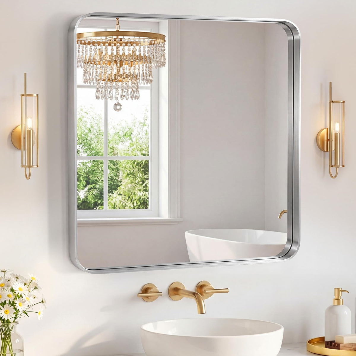 Sweetcrispy Bathroom Mirror 36x24 Inch, Vanity Mirror for Wall