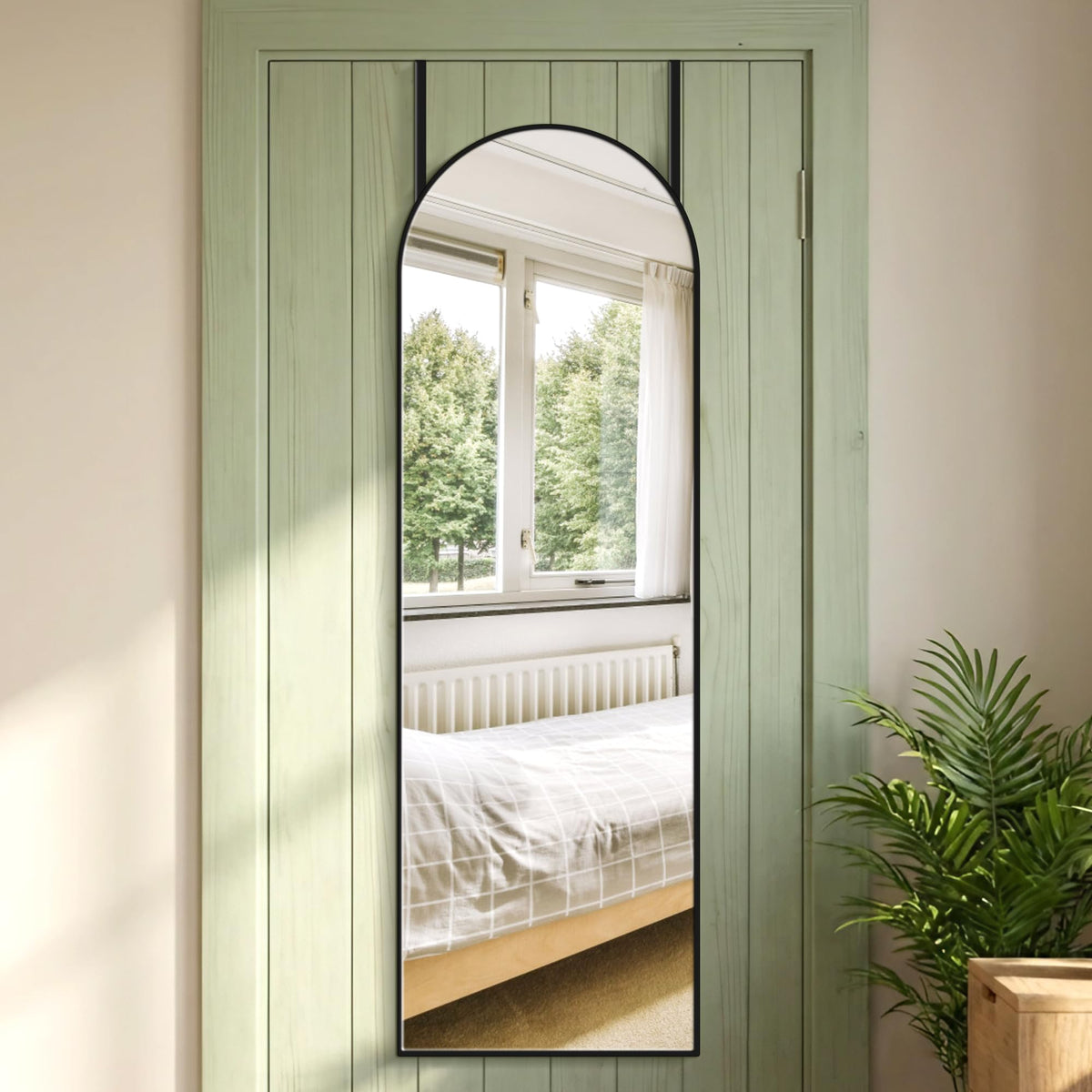 Alpen Gold Arched Full Length Mirror, X-Large 64x21 Floor Mirror with Stand