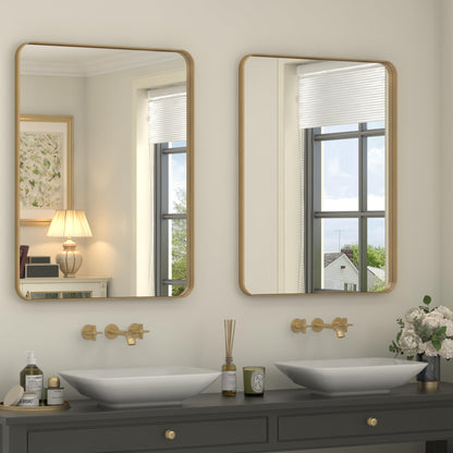24x30 Inch Black Metal Framed Bathroom Mirror for Wall