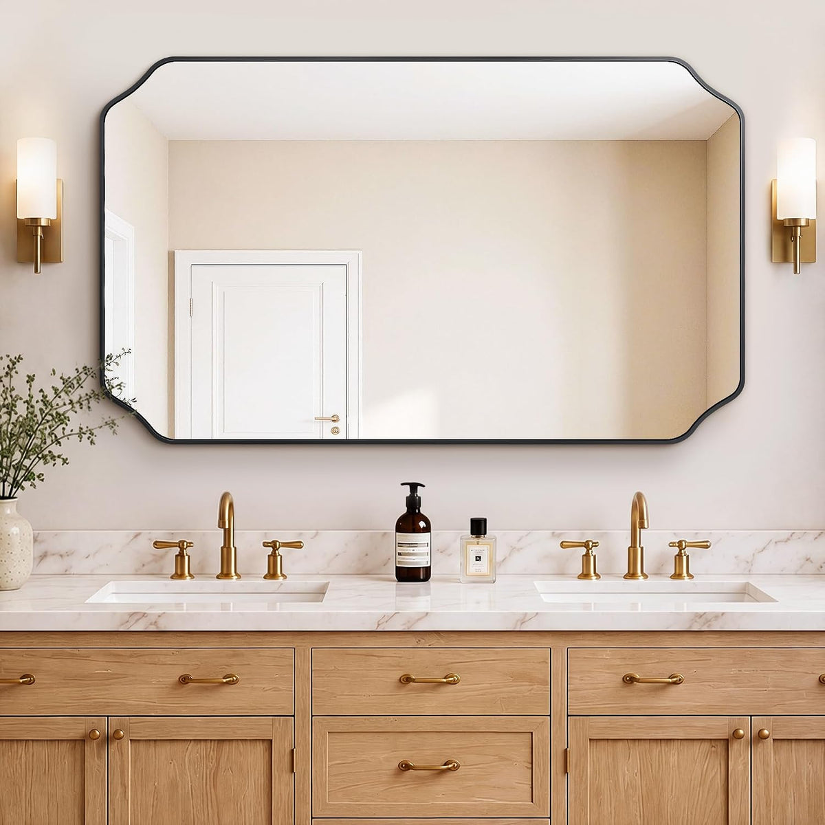 Vanity Bathroom Mirror for Over Sink, 50"x30", Black Metal Framed